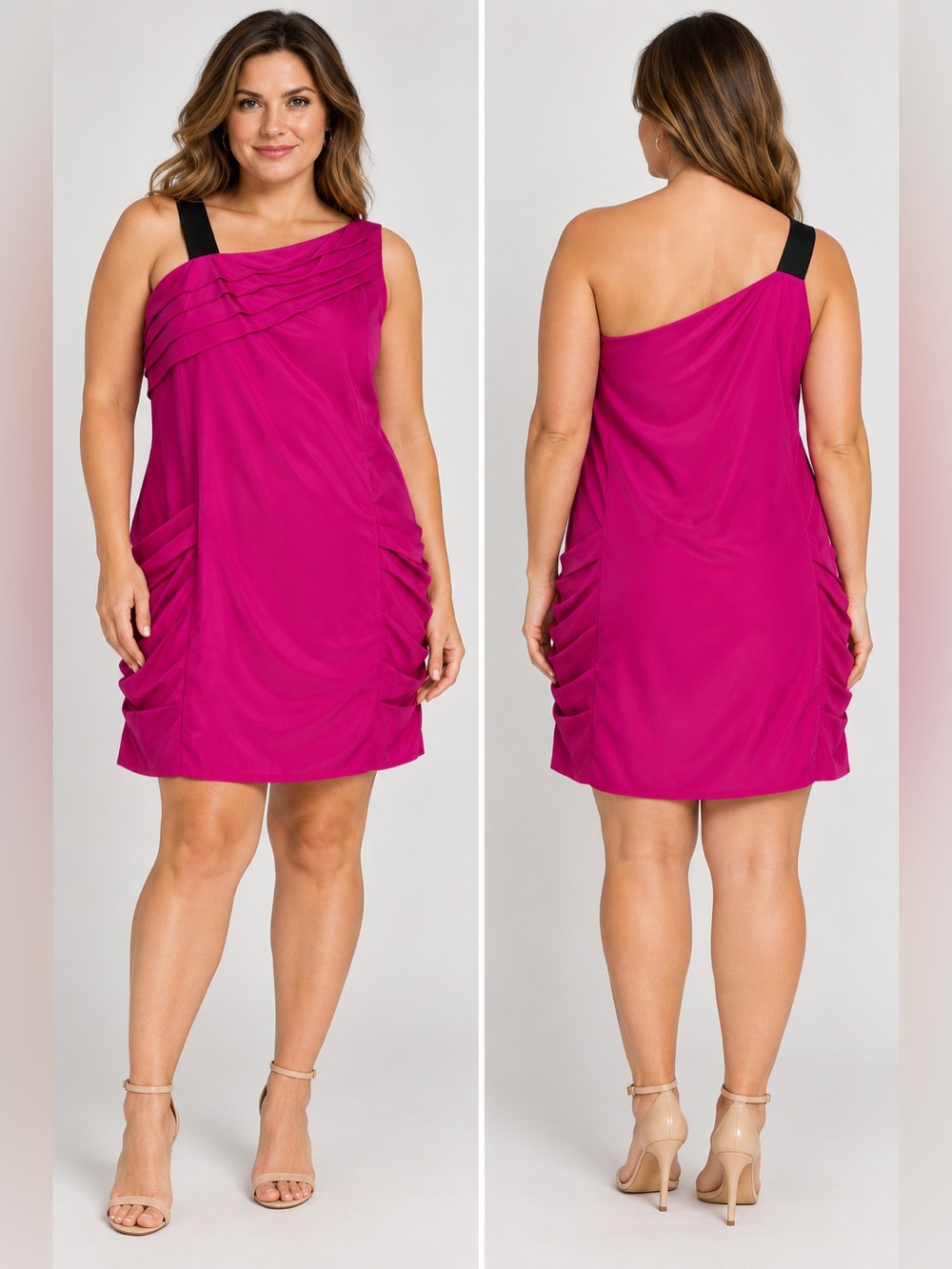 Nanette Lepore Lovina Beach Dress 12 Calypso Pink 100% Silk NWT 348 One Shoulder